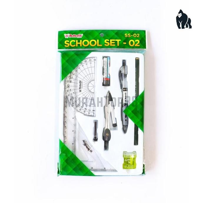 

Produk Baru!! Butterfly School Set 02 / Alat Tulis Set / Penggaris Busur Jangka Stationery Lengkap