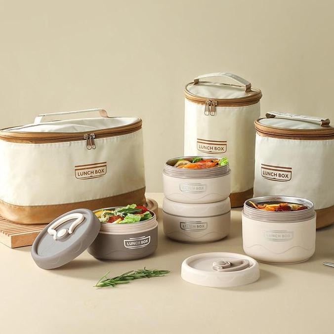 Kotak Makan Stainless Lunch Box Stainless Kotak Makan Stainless Steel 304 Termasuk Peralatan Makan