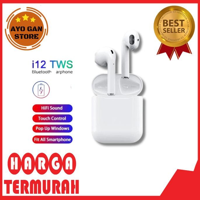 Original Headset Handsfree Earphone Bluetooth I12 TWS