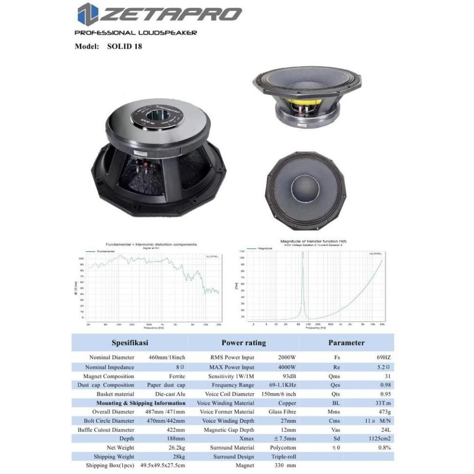 Terlaris Komponen Zetapro Solid 18 Speaker Zetapro Solid 18 Speaker 18 Inch