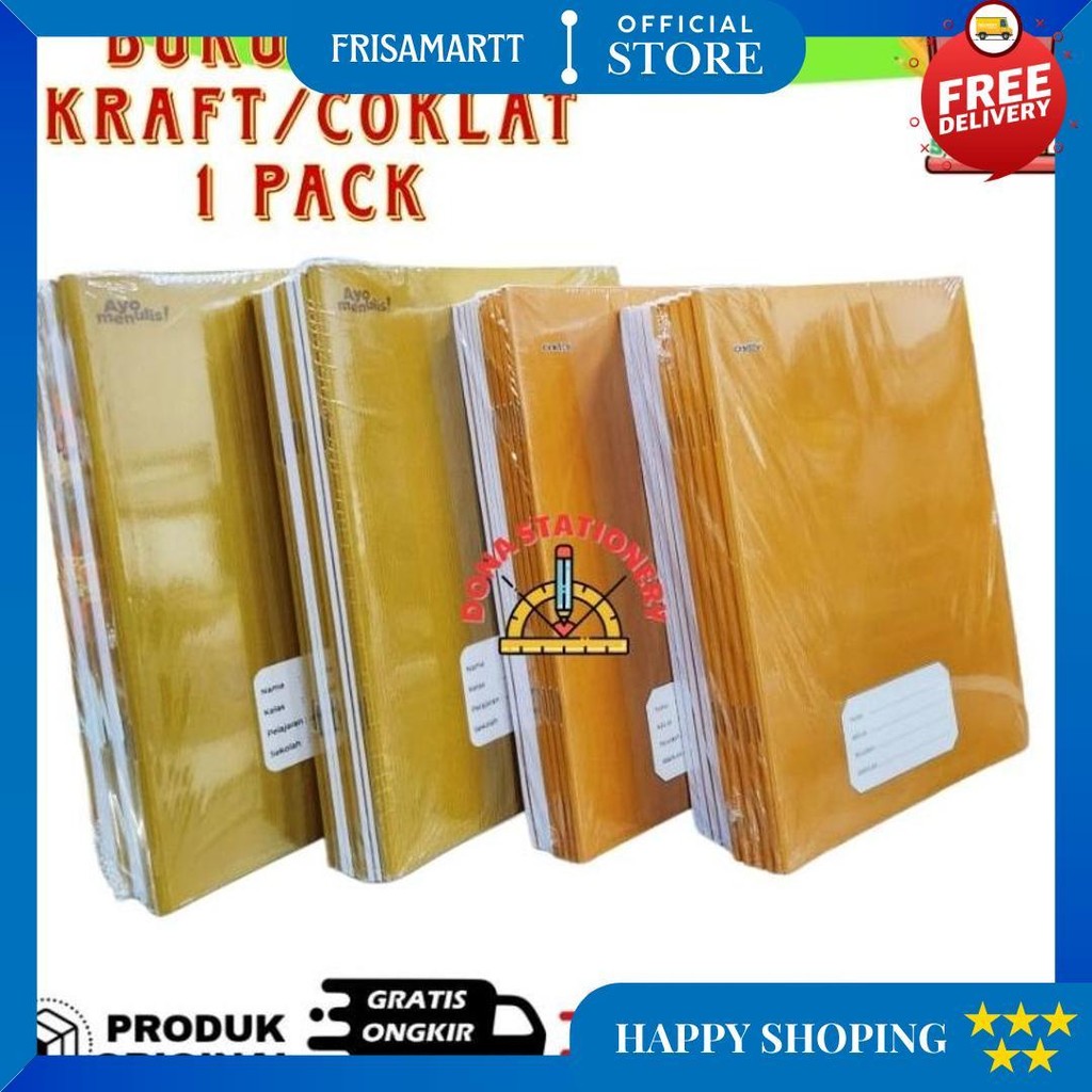 [ Pack ] Buku Tulis Sidu Sampul Coklat | Buku Tulis Sidu 40 Lembar | Buku Tulis Sudah Di Sampul | Bu