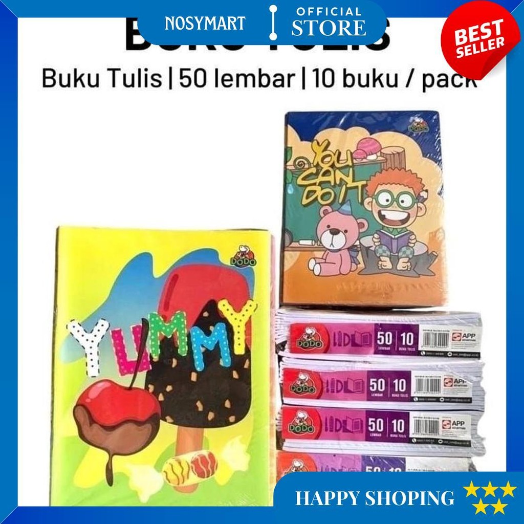 

(1Pack:10Pcs) Dodo Buku Tulis Isi 50 Lembar Termurah! Best Seller / Buku Tulis Sekolah Dodo Murah Bergaris Isi 50 Lembar 10 Buku / Buku Tulis Murah 50 Dodo Isi 10 Buku D Best Seller