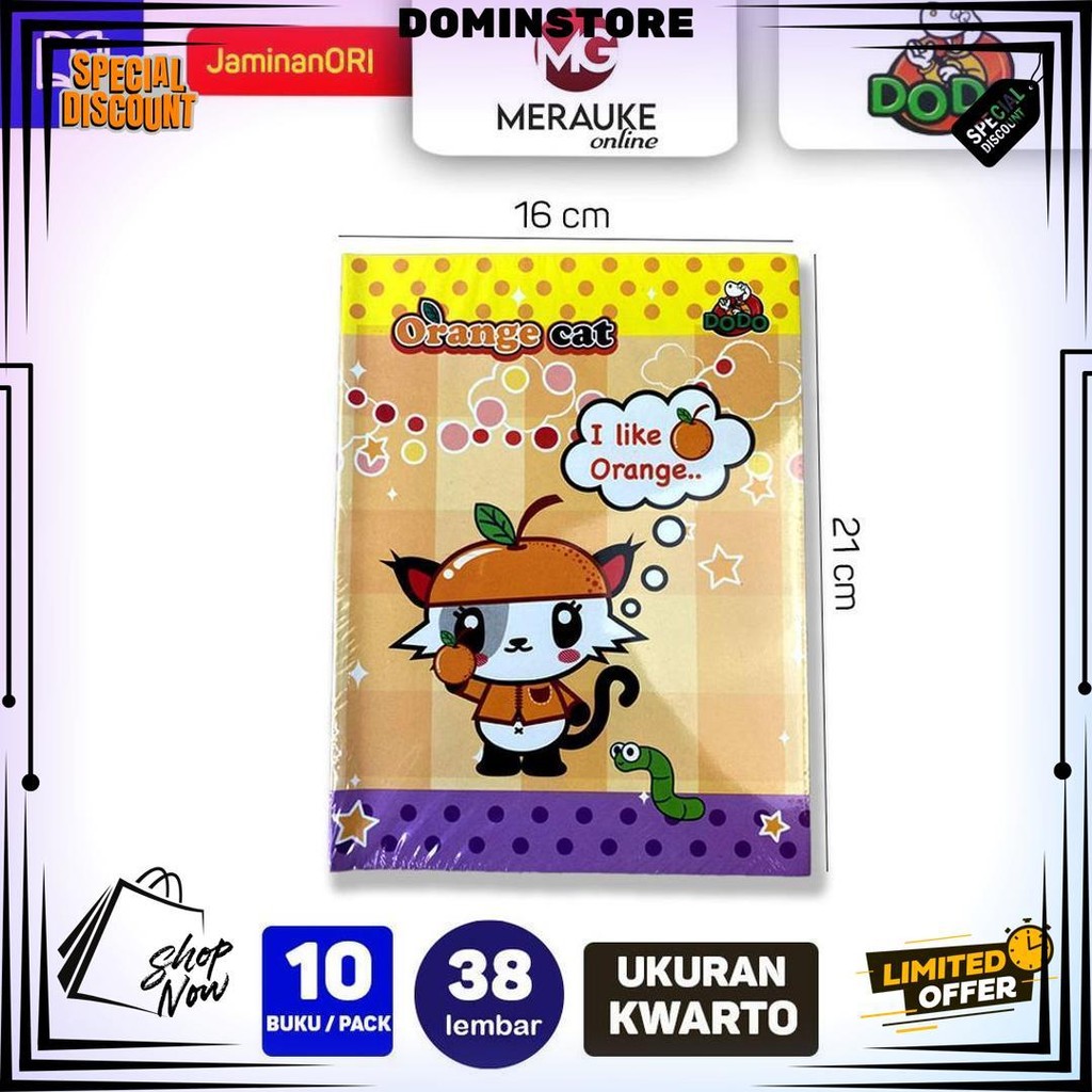 

Buku Tulis Dodo 38 Lembar (1 Pack Isi 10 Buku) D Gratis Ongkir