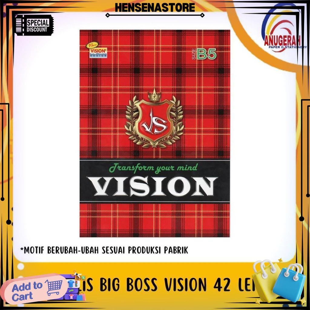 

Buku Tulis Vision Big Boss Boxy 42 Lembar (Pak) D Promo Puncak