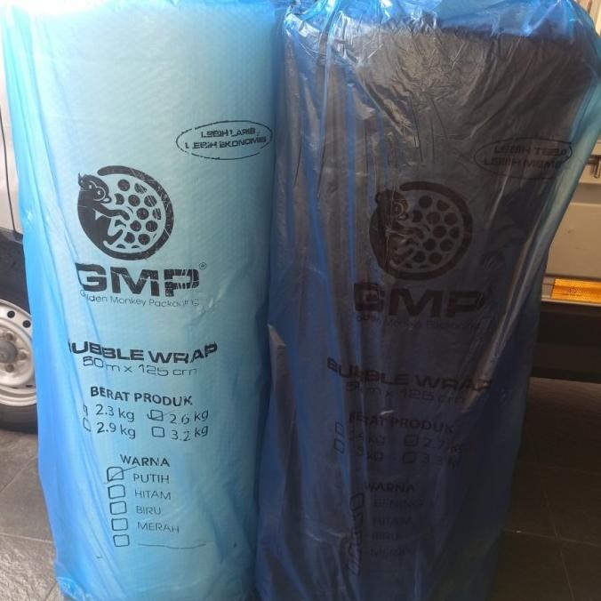 

tersedia plastik bubble wrap gmp 2 kg 50m x 125 cm - 1 roll hitam/putih