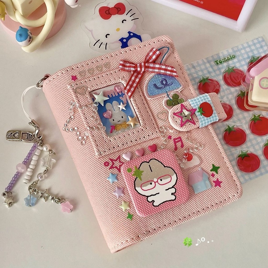 

Gaya Korea Kotak-kotak Pink m5Buku Catatan Cowboy Journal Pelajar Loose-leaf Saku Portabel