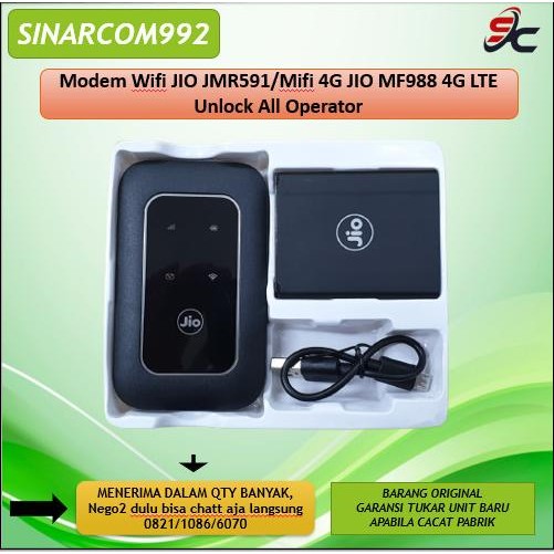 MODEM Mifi 4G JIO Wifi JIO JMR591 / MF988 4G LTE Unlock All Operator