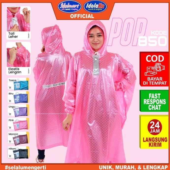 IDOLMART Jas Hujan Ponco Pop Plevia 850 Poncho Motor Unisex- Bekasi Stok Terbatas