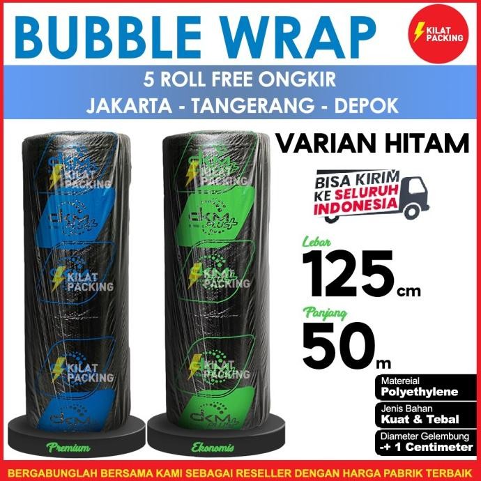 

tersedia plastik bubble wrap varian hitam | bubble wrap dkm+ 125cm x 50m /roll