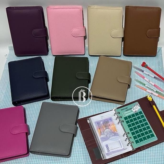 

Bindermu READY Binder Polos Kulit Premium ukuran A6 6ring Multiring 6 holes lubang Planner Notebook BINDER KEUANGAN / MONEY BINDER / binder sinking fund murah