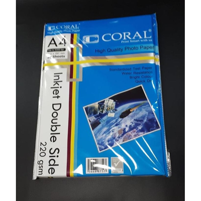

CORAL INKJET DOUBLE SIDE A4 220 GSM murah