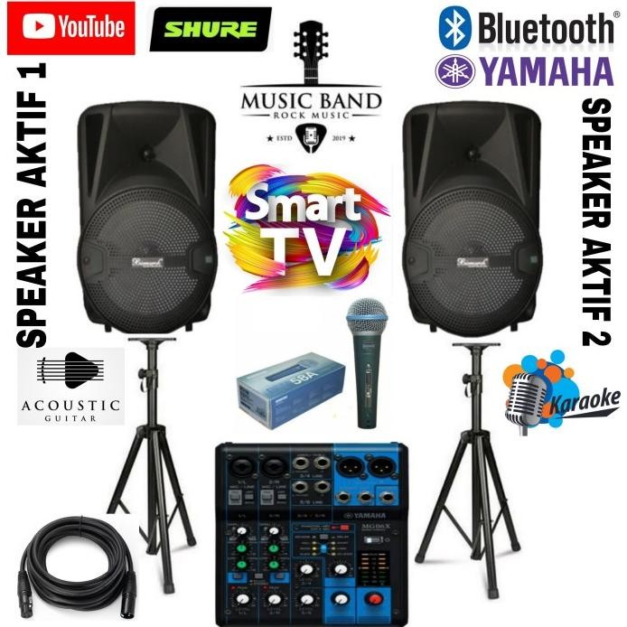 Terlaris Grosir Paket Sound System Mixer Yamaha 6 Ch Indor/Outdor 8 Inch Bisma
