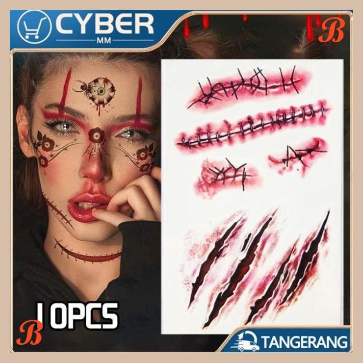 [CBM] 10 BUAH STIKER LUKA JAHITAN WATERPROOF TATTO LUKA TEMPORER PALSU