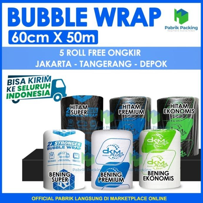 

tersedia plastik bubble wrap 60 cm x 50 m premium delkomas termurah