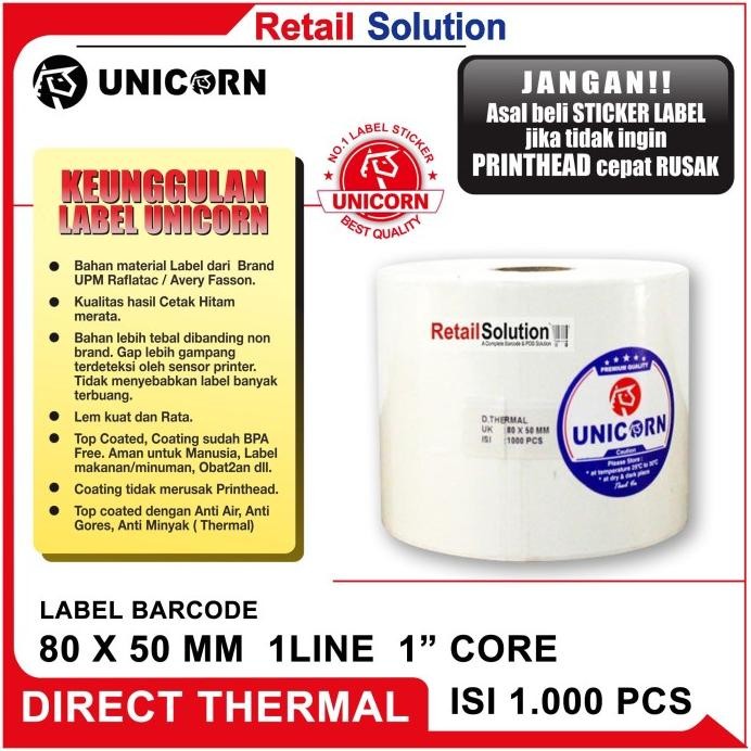 

Label Stiker Resi Thermal 80x50 mm / 80 x 50 mm / 80x50mm Isi 1000 murah