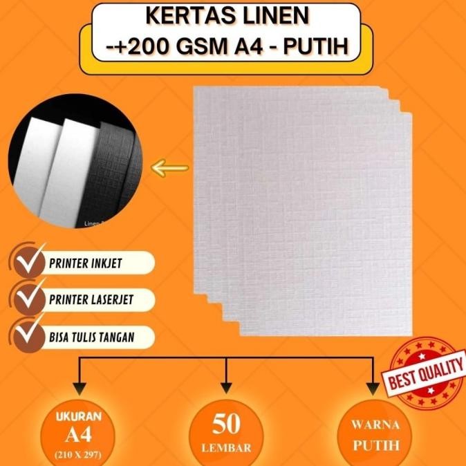 

Kertas Linen Putih -/+ 200 gsm A4 isi 50 lembar - Kertas Anggrek Premium Quality murah