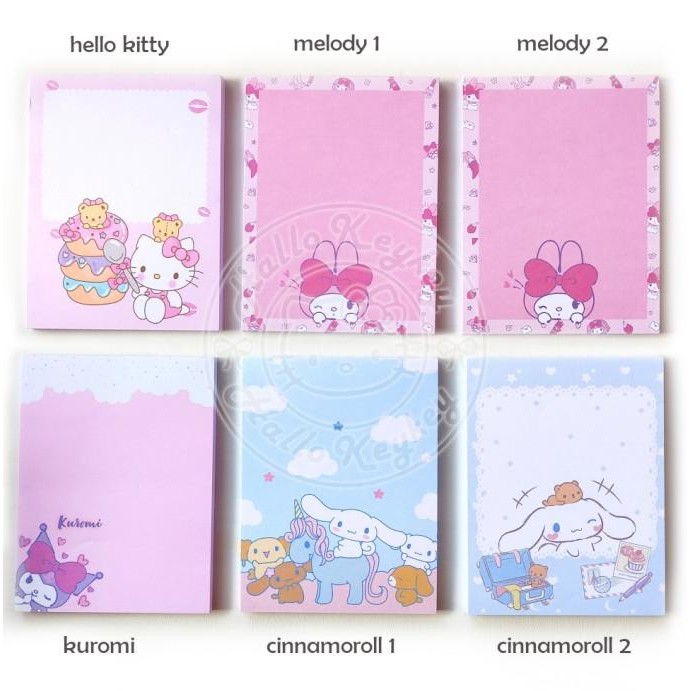 

kertas memo hello kitty melody kuromi cinnamoroll murah