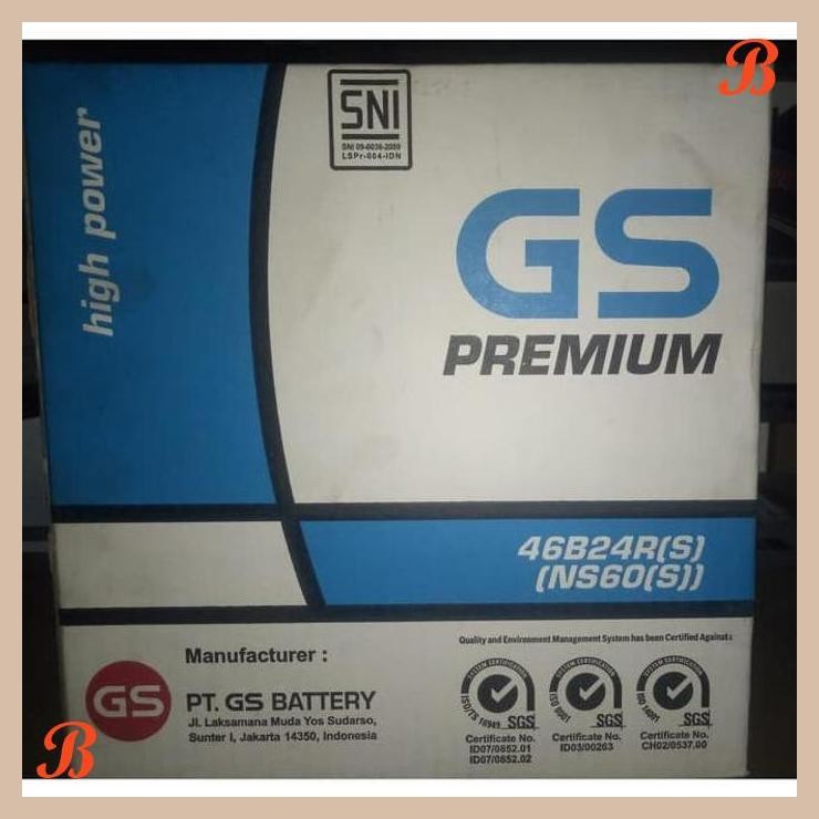 [SMM] AKI ACCU BASAH MOBIL GS PREMIUM ASTRA NS60S 46B24RS 12V-45AH ORIGINAL