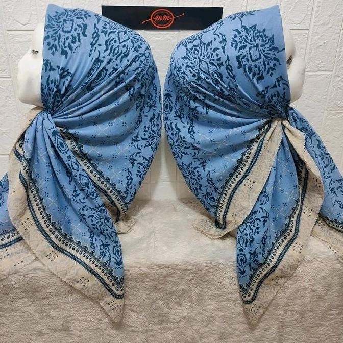 Diskon HIJAB SEGI EMPAT VOAL MOTIF ANGGREK BIRU MUDA KERUDUNG JILBAB MURAH