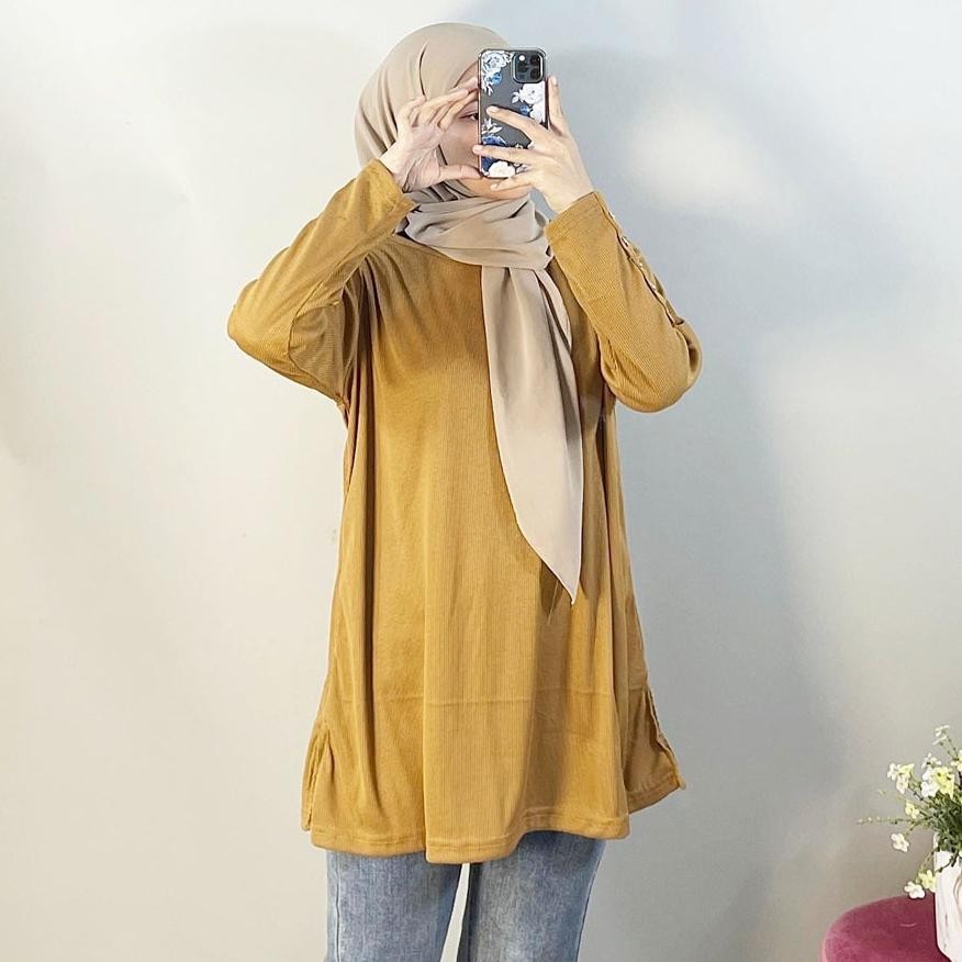 Dauky Dress Atasan Tunik Wanita Lengan Berkancing  Gl Fashion