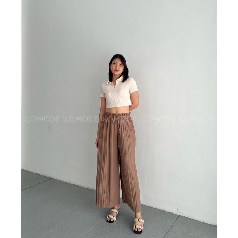 Millow Pleated Pants - Celana Kulot Plisket Wanita Highwaist Jumbo