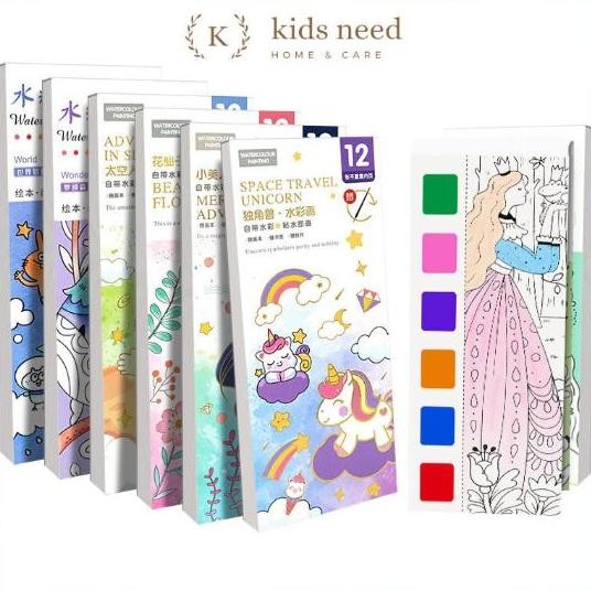 

(1 Set) Paket Lukis Water Colours / Paket Melukis Anak Mewarna Cat Air / Buku Cat Mewarnai Watercolour Painting