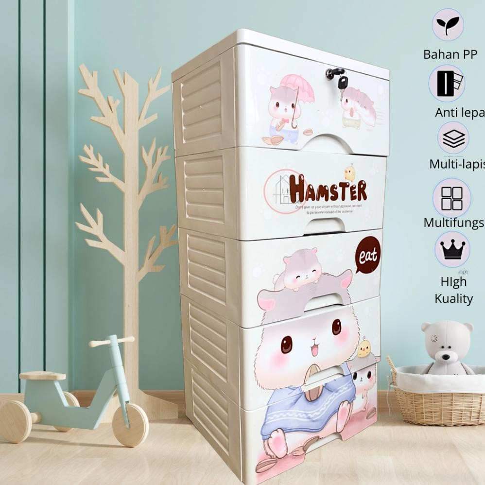 Lemari Pakaian Plastik Anak  Laci Plastik Susun Bayi Perempuan Laki Laki Lemari Baju Plastik Susun