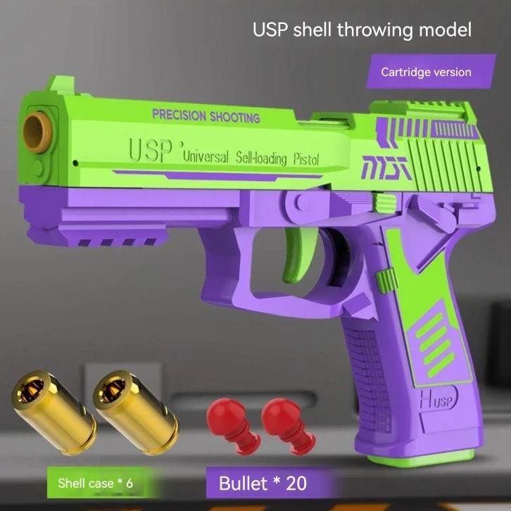 Csnoobs Usp Shell Ejection Pistol Continuous Firing Airsoft Blowback Soft Bullet Gun Empty Hanging W
