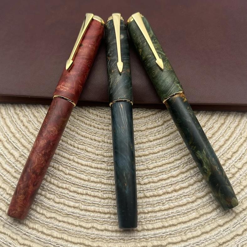 

Hongdian A7 3 Colors Stable Wood Unique Texture Fountain Pen No.6 Hand Polished Long Knife Nib Business Student Writing Gift Pen