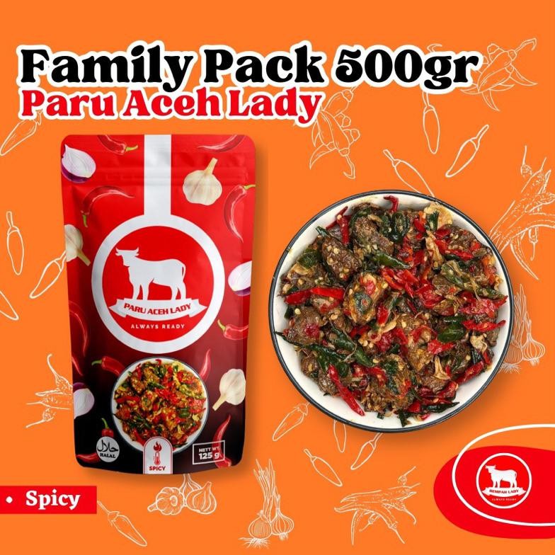 

TERLARIS Family Pack - Paru Aceh Spicy / COD / Kirim Seluruh Indonesia / Rempah Lady / Lauk Siap Saji / 500gr Siap kirim