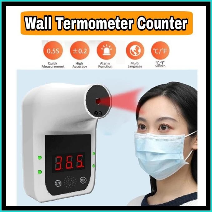 TERSEDIA Wall Termometer Counter Dinding Pengukur Suhu Badan Tempel GP100