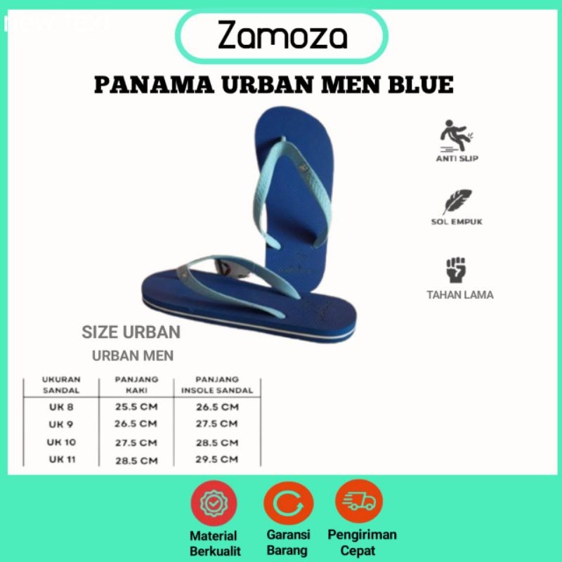Sandal Panama Urban Series Biru / Sandal Jepit Pria Karet Panama Ori