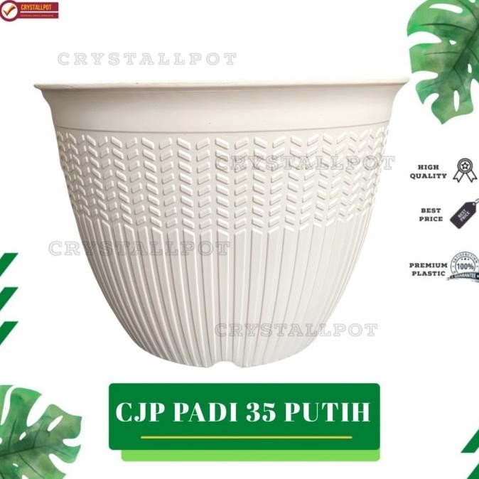 TERSEDIA pot bunga tanaman cjp padi 35cm putih - CJP PADI 35 PUTIH 9935