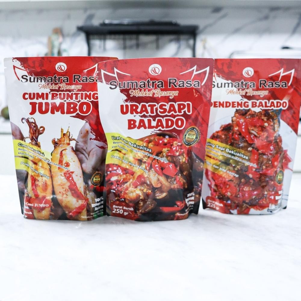 

READY STOK Paket Triple Maut - Urat Cumi Dendeng Balado Sumatra Siap kirim