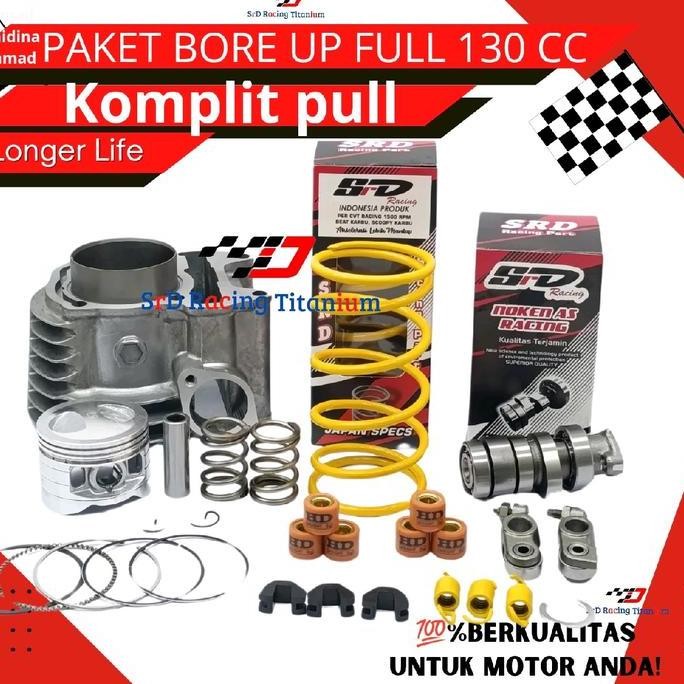 Terlaris Paket Bore Up Beat Karbu 130Cc Full Blok Set 53 Mm Cdi/Ecu Per Klep Swedia Per Kampas Klip 