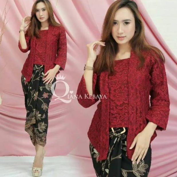 Gb29 Setelan Kebaya Kutubaru Brokat Rok Lilit / Kebaya Kutubaru Busui / Kebaya Wisuda