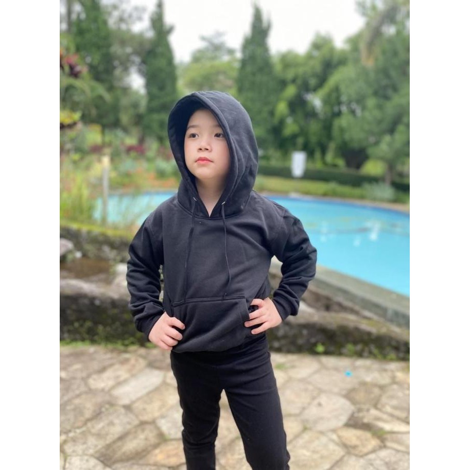 Little Fresco - Jaket Polos Jumper Anak Hoodie Sweater Hitam TA