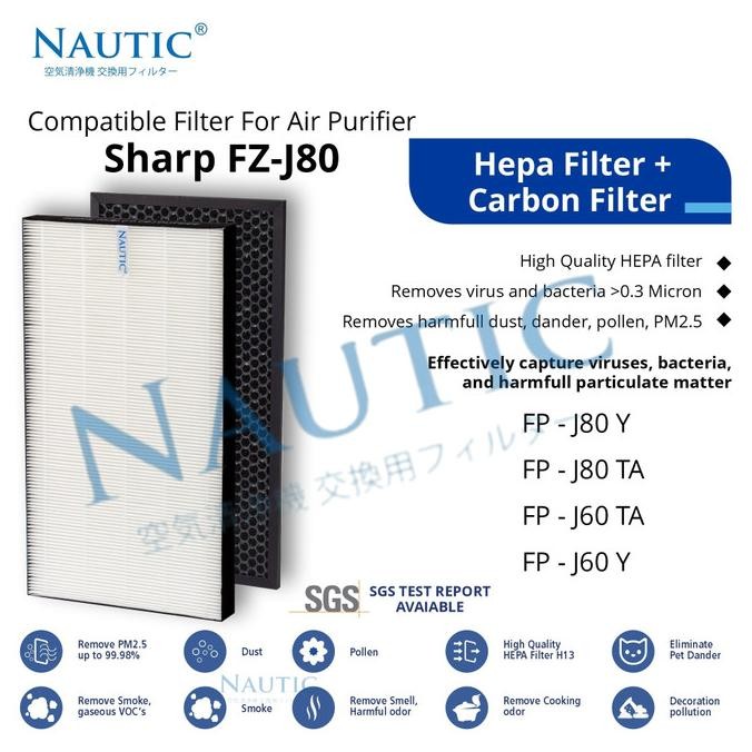 ready Hepa Filter Sharp FP-J60Y FP-J80Y FP-J80Y-H FP-J60Y-W FP-J80 FP-J60