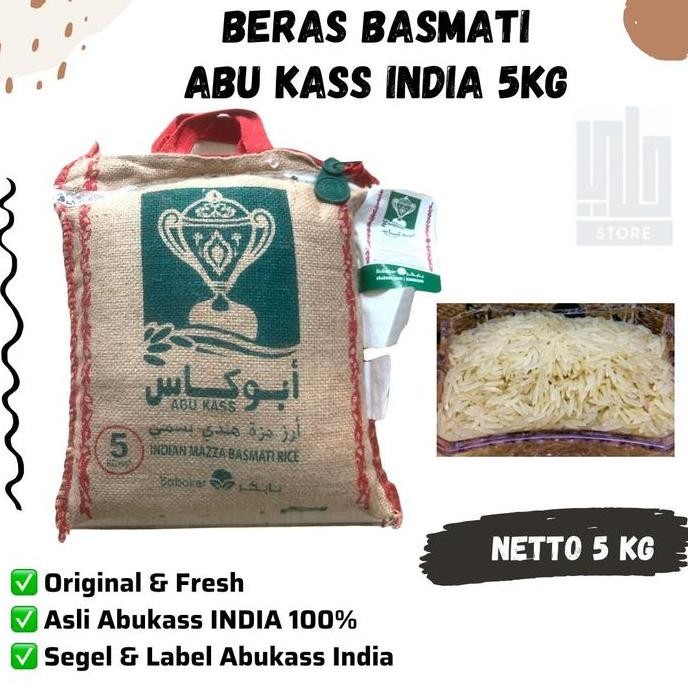 

Ready BERAS BASMATI ABU KASS 5kg Karung Asli India Arab AbuKass abu-kas rice Putih Food Nasi