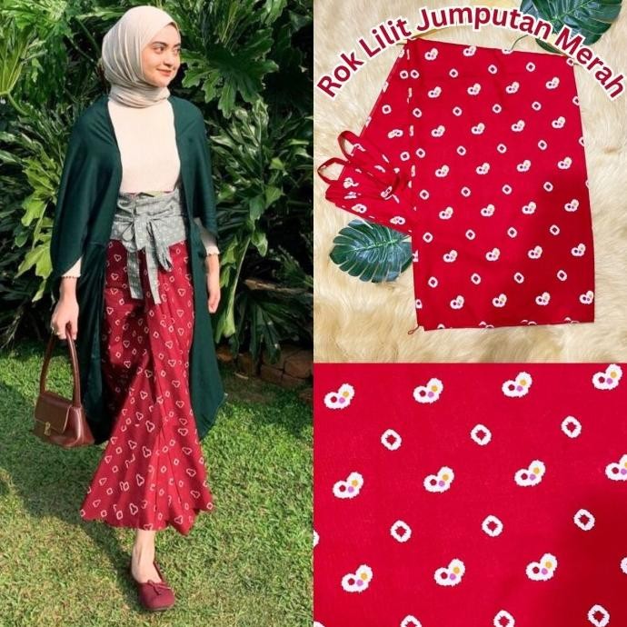 Ready Rok Lilit Batik Jumputan/Bawahan Kebaya Modern/Rok Jumputan /Kain Lilit Motif/Rok Lilit JUmput