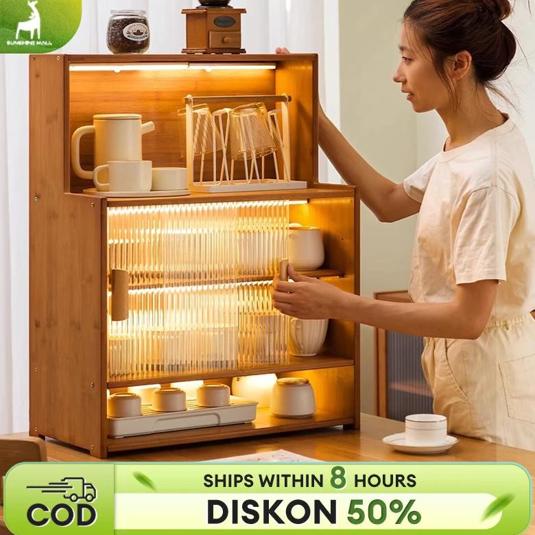 Rak Mangkok Dapur Rak Gelas Piring Lemari Piring Kayu  Rak Dapur Tertutup Rak Piring Lemari Kecil
