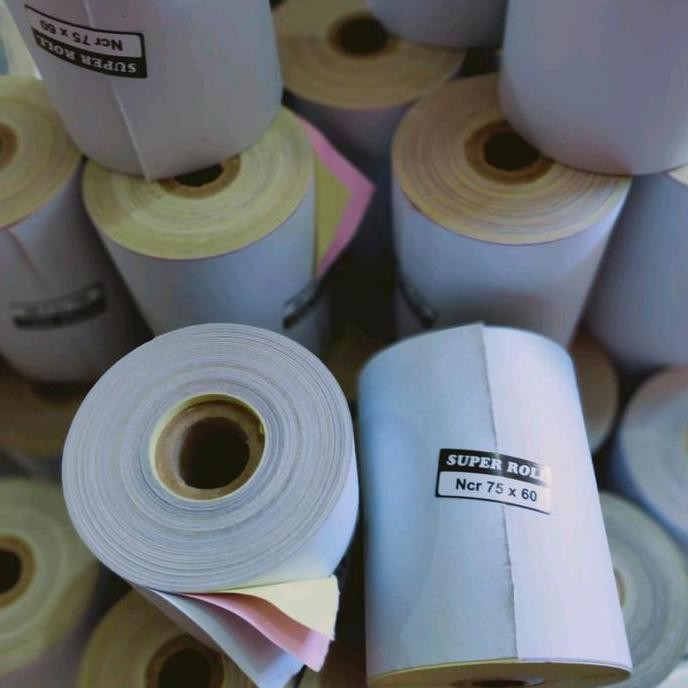 

ready Kertas struk kasir ncr 3ply (rangkap 3) paket 10 roll Putih Merah Kuning Paper Printer murah