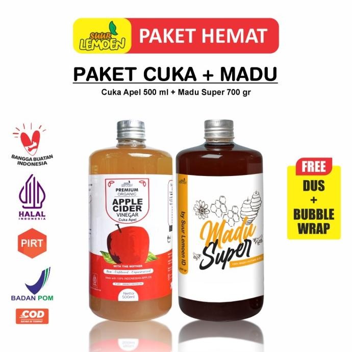 

STOK TERBATAS SUUR LEMEON - PAKET ASAM LAMBUNG - CUKA APEL 500ML DAN MADU HUTAN 700GR ASLI - PBG