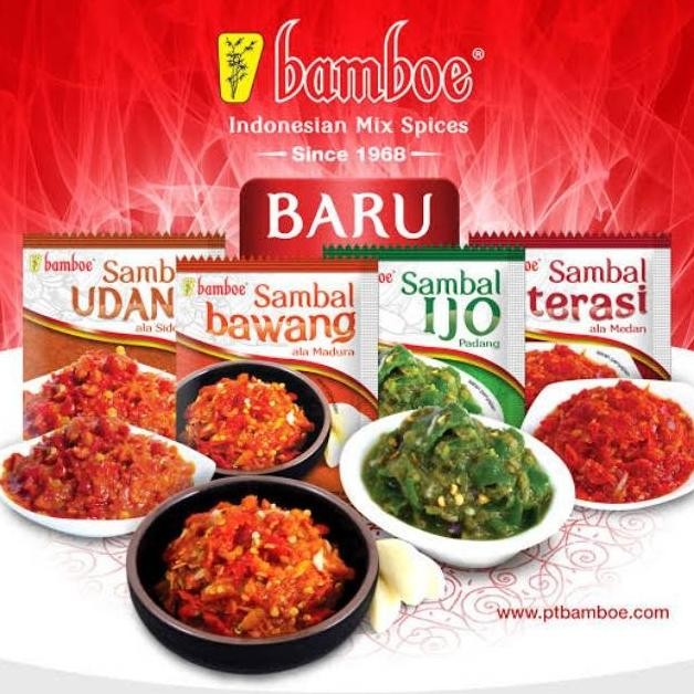 

Bamboe Sambal Khas Nusantara Sachet 15 gr Ijo Udang Bawang Terasi 1pcs