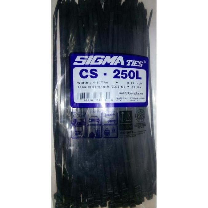 

tyS Kabel Ties / Kabel Tis / Cable Tie CS 250 L 4.8 mm Hitam 25 cm SIGMA
