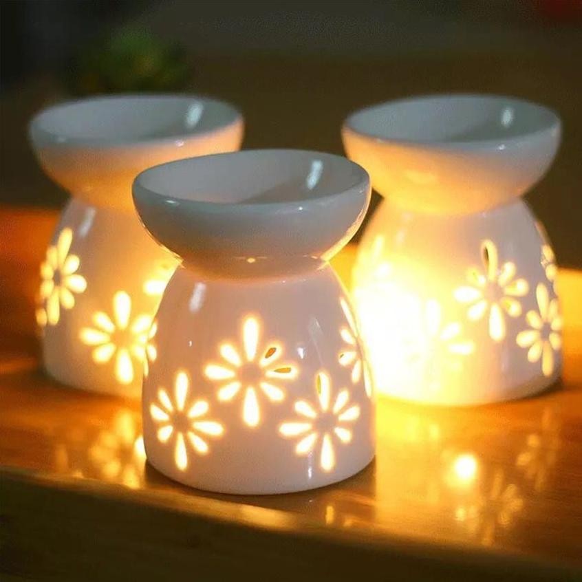Premium Tungku Aromaterapi Keramik Bakar Lilin EO Aroma Terapi Candle Burner Essential Oil Aromather