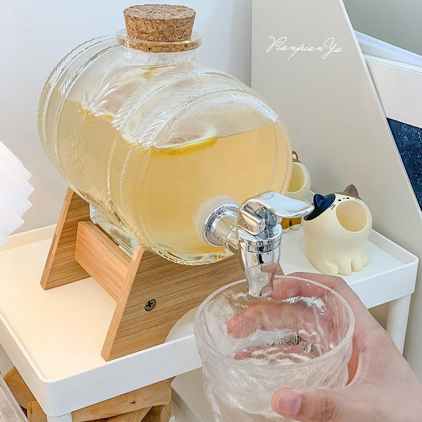 [original] dispenser kulkas mini 1l glass dispenser air minum jus / dispenser toples kaca kran / col