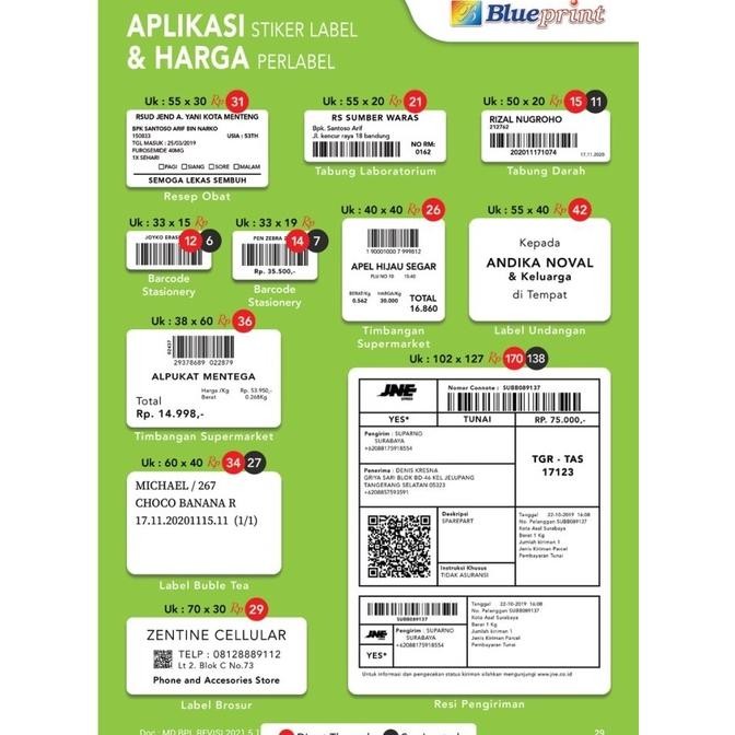 

Direct Thermal Sticker 50 x 30 BLUEPRINT Label Stiker 50x30 mm 1 Roll murah