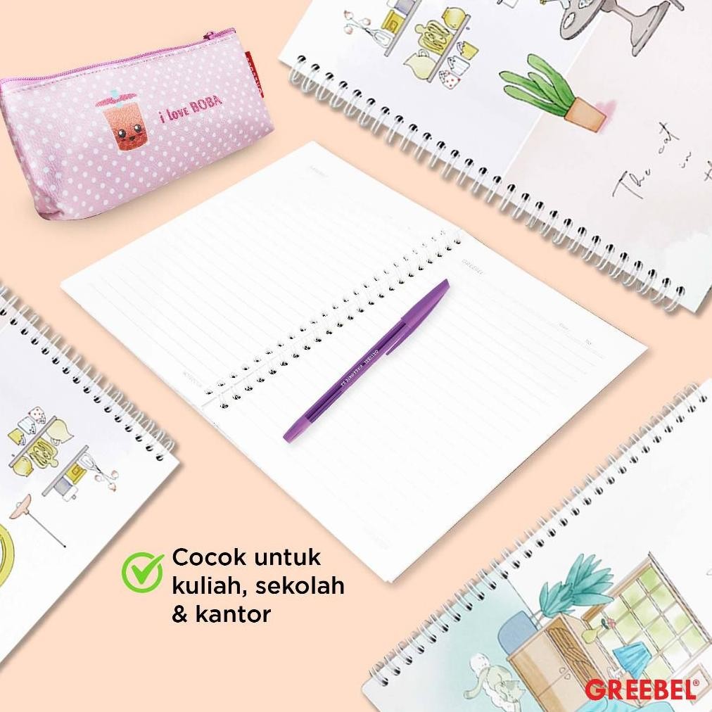

baru !!! GREEBEL Ringbook Buku Diary Aesthetic / Ringbook 8080 B5C 11 / Buku Note Binder 80 Halaman / Buku Tulis Lucu Pastel
