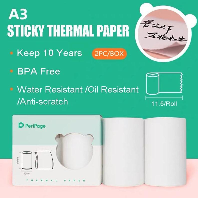 

PERIPAGE A3 WHITE PAPER AND STICKER 80x50mm Kertas sticker thermal putih Peripage murah